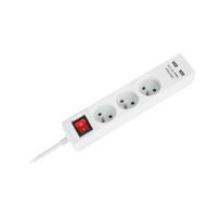 "rebel" maitinimo tinklo ilgintuvas 3 lizdai + 2 usb lizdai su įjungimo / išjungimo jungikliu - 1,5 m