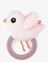 Done By Deer - Sensory Rattle W/Teether Birdee Powder - Dantų dygimo žaislas - Rožinė