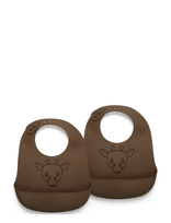 Nuuroo - Alfie Silicone Short Bib 2-Pack With Print - Seilinukas be rankovių - Ruda