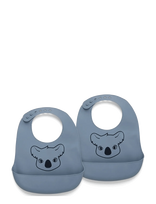 Nuuroo - Alfie Silicone Short Bib 2-Pack With Print - Seilinukas be rankovių - Mėlyna