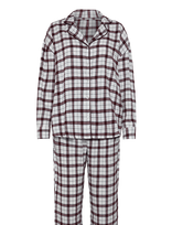 Hunkemöller - Pj Ls Flannel Twill Check Eyem - Pižama - Balta