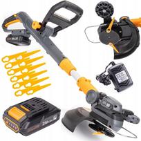 Akumuliatorinė žoliapjovė Powermat 20 V, 25 cm, reguliuojamas ilgis 90–126 cm