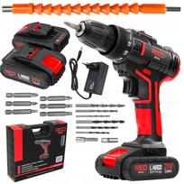 Akumuliatorinis gręžtuvas-suktuvas RED TECHNIC RTWA0075, 21 V, 6 antgaliai ir 6 grąžtai