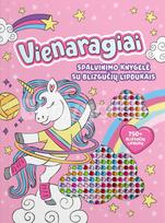 Spalvinimo knygelė su blizgučių lipdukais „Vienaragiai“