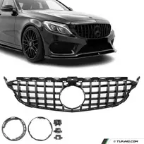 Panamericana GT išvaizdos Priekinės Grotelės, skirtos Mercedes-Benz W205 / S205 / C205 (14-21), juodos blizgios