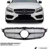 Diamond Priekinės Grotelės, skirtos Mercedes-Benz W205 / S205 / C205 (14-18) pre-facelift, juodos + chromuotos
