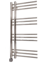 Elektrinis rankšluosčių džiovintuvas WOBBEE GLASTON BRUSHED NICKEL PVD 50x100cm braižyto nikelio spalvos kairinis su tenu paslėptu montavimu, W-GLAS-50100BNQ+NEX300HIBSS-L