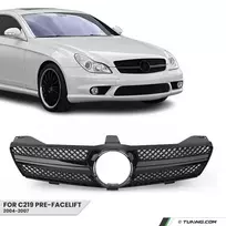 Priekinės Grotelės tinkančios Mercedes-Benz CLS (C219 / W219) prefacelift (04-07), juodos blizgios