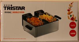 SALE OUT. Tristar FR-9342 Double deep fryer, Total capacity 6 L, 3600 W, Stainless Steel/Black | Tristar Double deep fryer | FR-