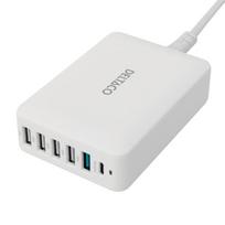 Multi 6 USB įkroviklis DELTACO, 4x USB-A, 1x USB-A 18W, 1x USB-C PD 30W / USBC-MO100 / 1902112