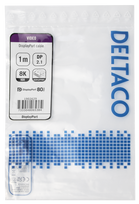 DisplayPort kabelis DELTACO, DP 2.1, 8K, DP80, 1m, juodas / DP80-1010 / 1902629
