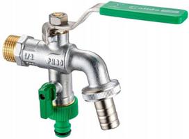Dvigubas sodo rutulinis čiaupas Arka Dn15, 1/2"x3/4", atsparus šalčiui