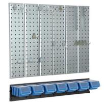 Įrankių sienelė 78x72 Botle Tool Pegboard, Įrankių sienelė metalinė 78x72 cm Sandėliavimo sistema su įrankių laikikliais Įrankių kabliukai ir 7 dėtuvės 100 x 150 x 70 mm Spalva: mėlyna Perforuota plokštė Dirbtuvės Garažas Daiktadėžė Elektrinia