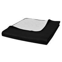 vidaXL Dvipusis dygsniuotas lovos užtiesalas juodas/baltas 170 x 210 cm