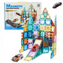 Magnetinės kaladėlės, edukacinė automobilių trasa vaikams, 108 el., Magnetinės kaladėlės, edukacinė automobilių trasa vaikams, 108 el.