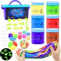 Galaktinių gleivių (slime) kūrybinis rinkinys vaikams su lagaminu šviečiantis tamsoje, Galaktinių gleivių (slime) kūrybinis rinkinys vaikams su lagaminu šviečiantis tamsoje