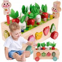 Medinė Montessori rūšiavimo dėlionė su morkų gaudymu, Medinė Montessori rūšiavimo dėlionė su morkų gaudymu