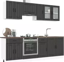 Virtuvinių spintelių komplektas, 8 dalių, Kalmar, juoda