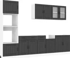 Virtuvinių spintelių komplektas, 7 dalių, Kalmar, juoda