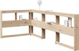 knygų spinta L formos 80 cm pušies medienos masyvas