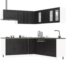 Virtuvinių spintelių komplektas, 11 dalių, Lucca, juoda