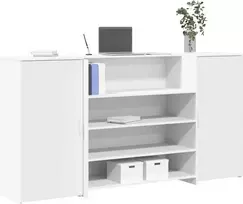 Registratūros stalas, baltas, 200x50x103,5 cm, inžinerinė mediena