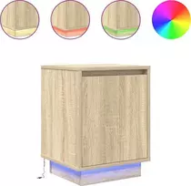 Spintelės prie lovos su LED lemputėmis 2 vnt Sonoma ąžuolas