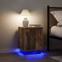Spintelės prie lovos su LED lemputėmis 2 vnt Rūkytas ąžuolas