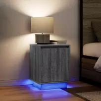 Spintelės prie lovos su LED lemputėmis 2 vnt Pilka Sonoma