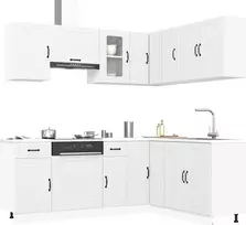 Virtuvinių spintelių komplektas, 11 dalių, Kalmar, balta