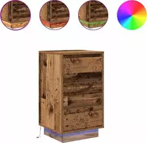 Spintelė prie lovos su LED lemputėmis Old Wood 38x34x65 cm