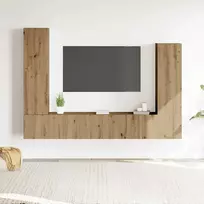 TV staliukas 4 dalių sieninis televizoriaus spintelės komplektas Artisan Oak