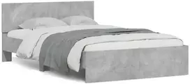 Lovos rėmas su galvūgaliu ir LED, betono pilkas, 140x190cm