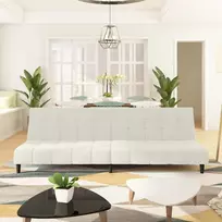 Dvivietė sofa-lova, kreminės spalvos, aksomas