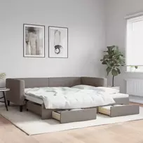 Lova su ištraukiama dalimi/stalčiais, taupe, 100x200cm, audinys