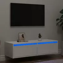 TV staliukas Televizoriaus spintelė su LED apšvietimu, balta, 100X35,5x25 cm
