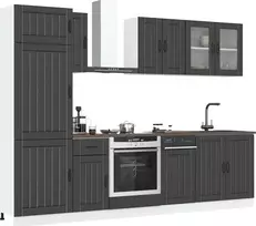 Virtuvinių spintelių komplektas, 8 dalių, Kalmar, juoda