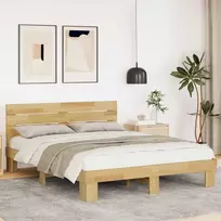 Lova lovos rėmas su galvūgaliu be čiužinio 135x190 cm ąžuolo masyvo