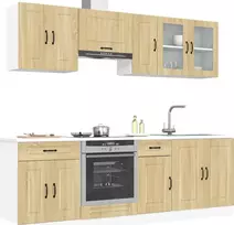 Virtuvinių spintelių komplektas, 8 dalių, Kalmar, ąžuolo