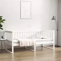 Lova be čiužinio, balta, 90x190cm, pušies medienos masyvas