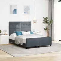 Kiemas lova su galvūgalio Tamsiai pilka 160 x 200 cm Aksomas