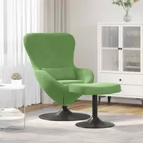 Fotelis Kiaušinio kėdė su pufu Šviesiai žalia Aksomas