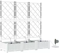 Sodo vazonas 3 vnt. Balta 120 x 40 x 126 cm PP