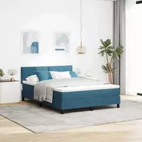 LED Čiužinio Lova Tamsiai mėlyna 140 x 190 cm Aksomas