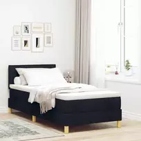 LED Čiužinio Lova su galvūgalio Juodas 100 x 200 cm audinys