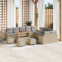 Sodo Sofų Rinkinys su pagalve 13 pcs Smėlio Poli ratanas