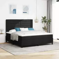 Kiemas lova su čiužiniu su LED Juoda 180 x 200 cm audinys