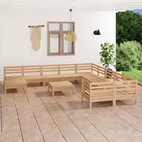Sodo poilsio baldų komplektas, 12 dalių, pušies masyvas