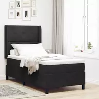 Kiemas lova su čiužiniu su LED Juoda 90 x 190 cm Aksomas