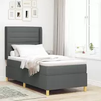 Kiemas lova su čiužiniu Tamsiai pilka 90 x 190 cm audinys